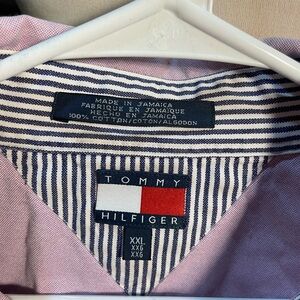 Tommy Hilfiger Blue and White Striped Shirt XXL